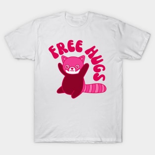 Free Hugs Red Panda in Pink T-Shirt